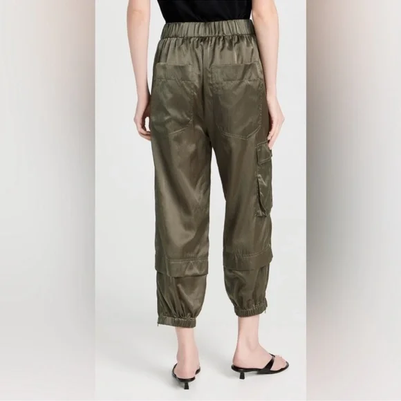 Tibi Shiny Nylon Wilt Pull On Jogger Pants in Dune Size Small New - Picture 3 of 9